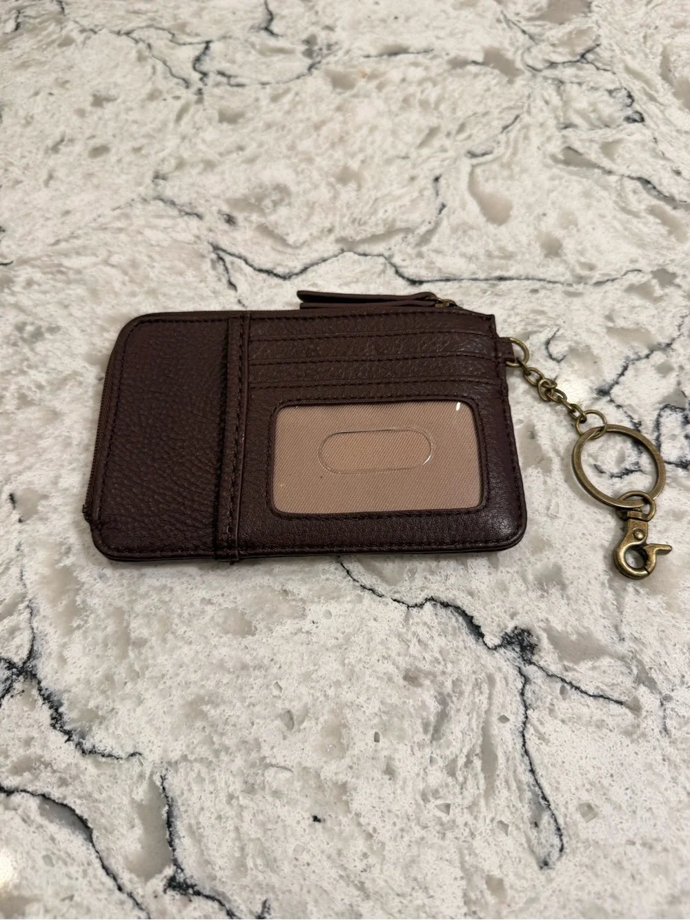 The Sak Iris Card Holder in Brown Pebbled Leather